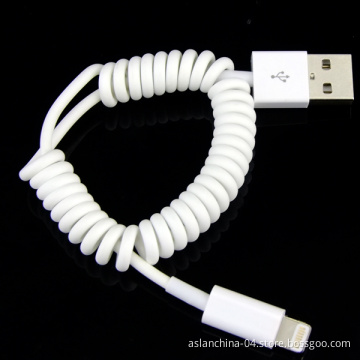 Spring Retractable USB Charging Cable for iPhone 5 (8Pin) , USB Coiled Data and Charging Cable (ACM-018)
